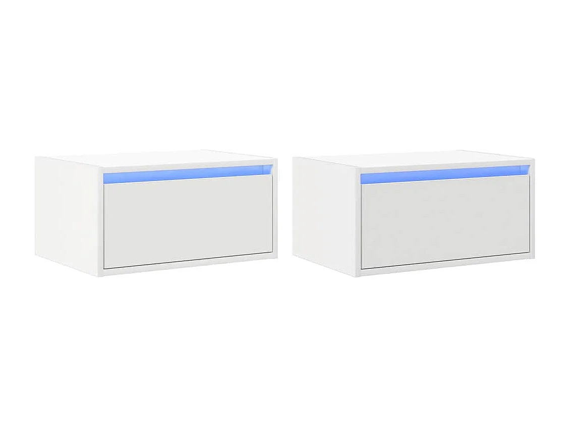 Berkfield Wall-mounted Bedside Cabinets with LED Lights 2 pcs White