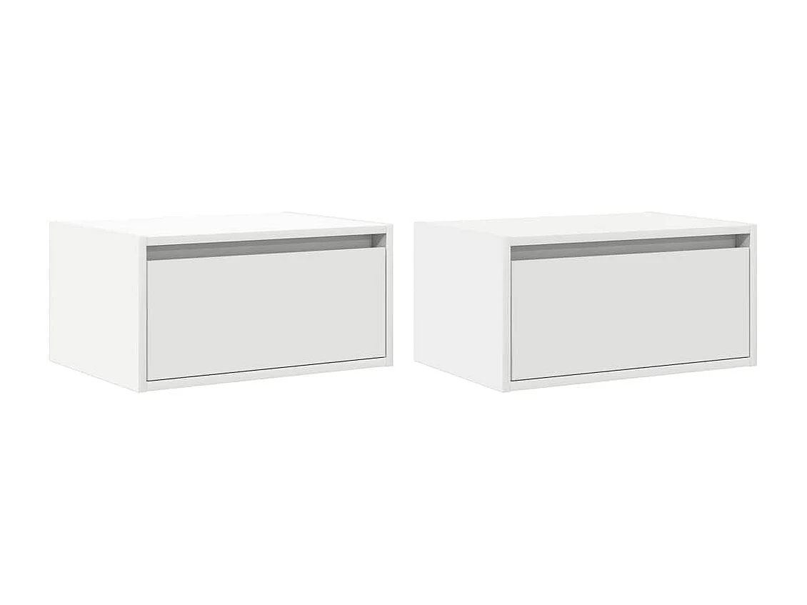 Berkfield Wall-mounted Bedside Cabinets with LED Lights 2 pcs White