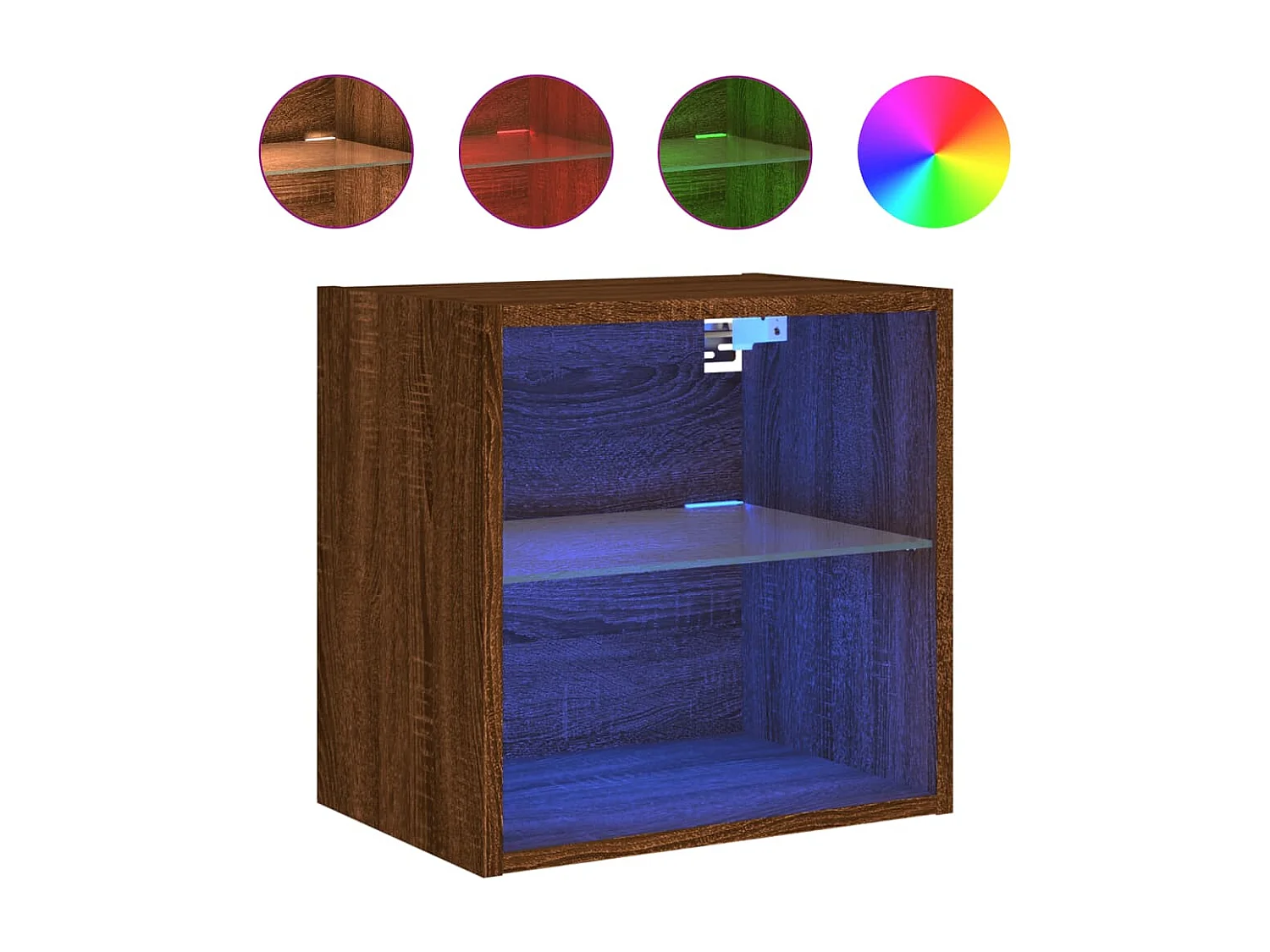Berkfield Bedside Cabinets with LED Lights Wall-mounted 2 pcs Brown Oak