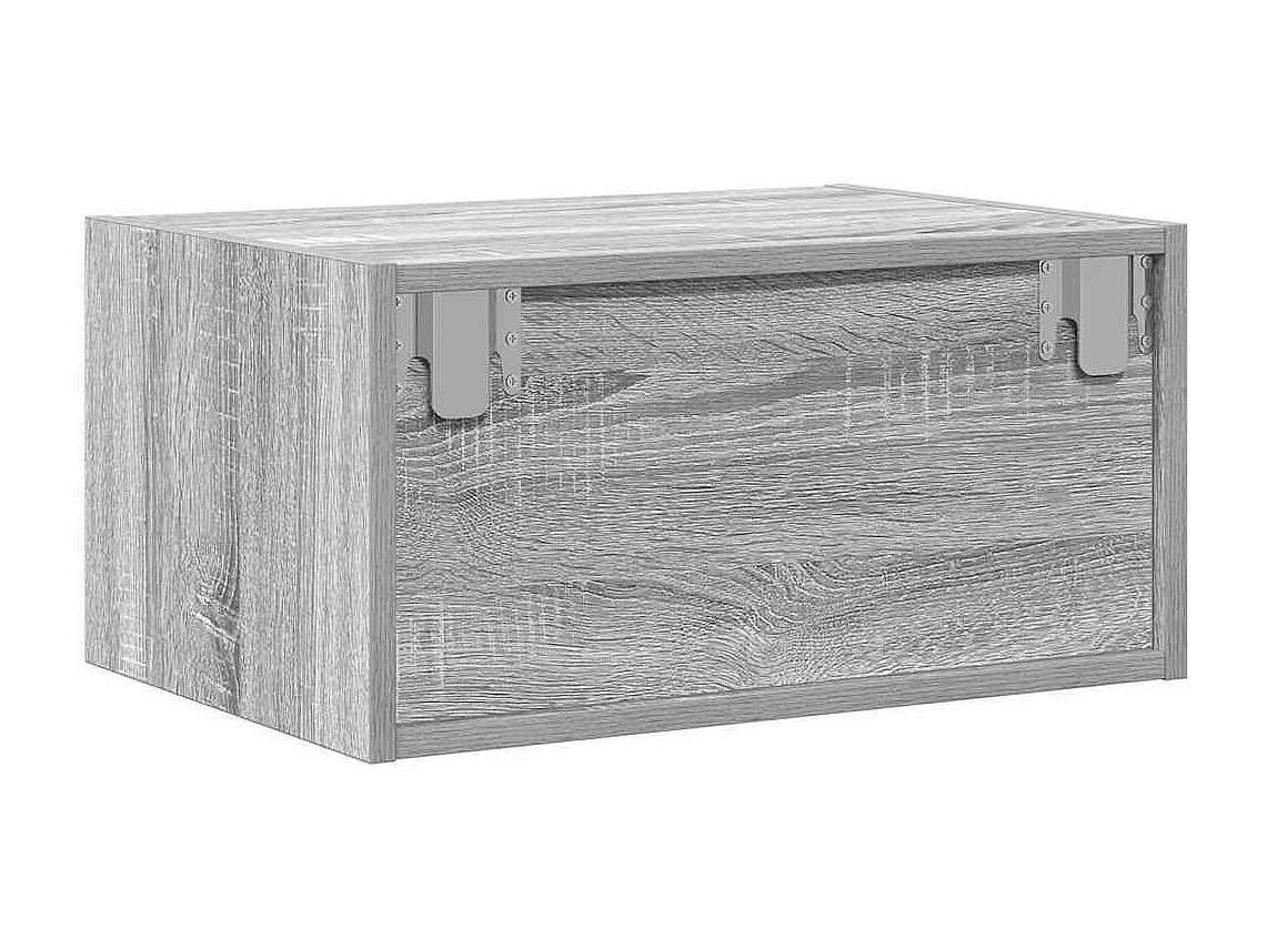 Berkfield Wall-mounted Bedside Cabinets with LED Lights 2 pcs Grey Sonoma