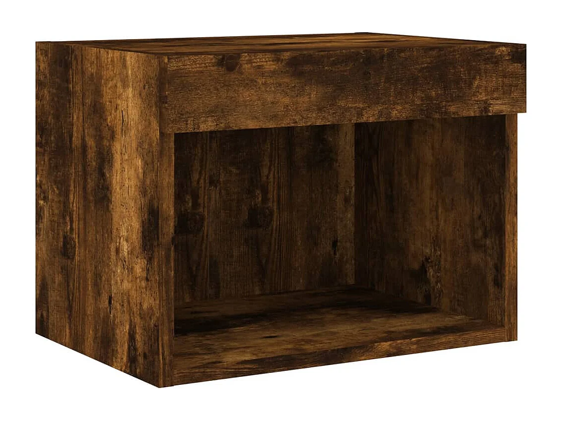 Berkfield Bedside Cabinets with LED Lights Wall-mounted 2 pcs Smoked Oak