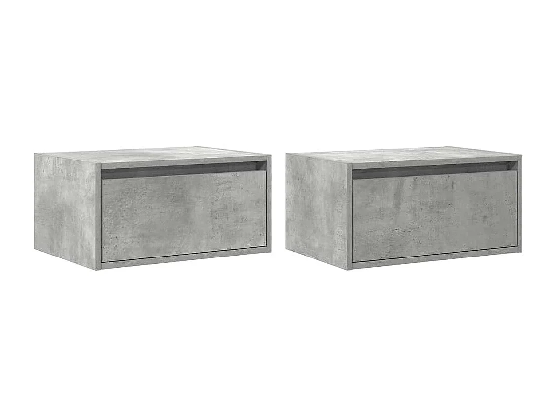 Berkfield Wall-mounted Bedside Cabinets with LED Lights 2 pcs Concrete Grey
