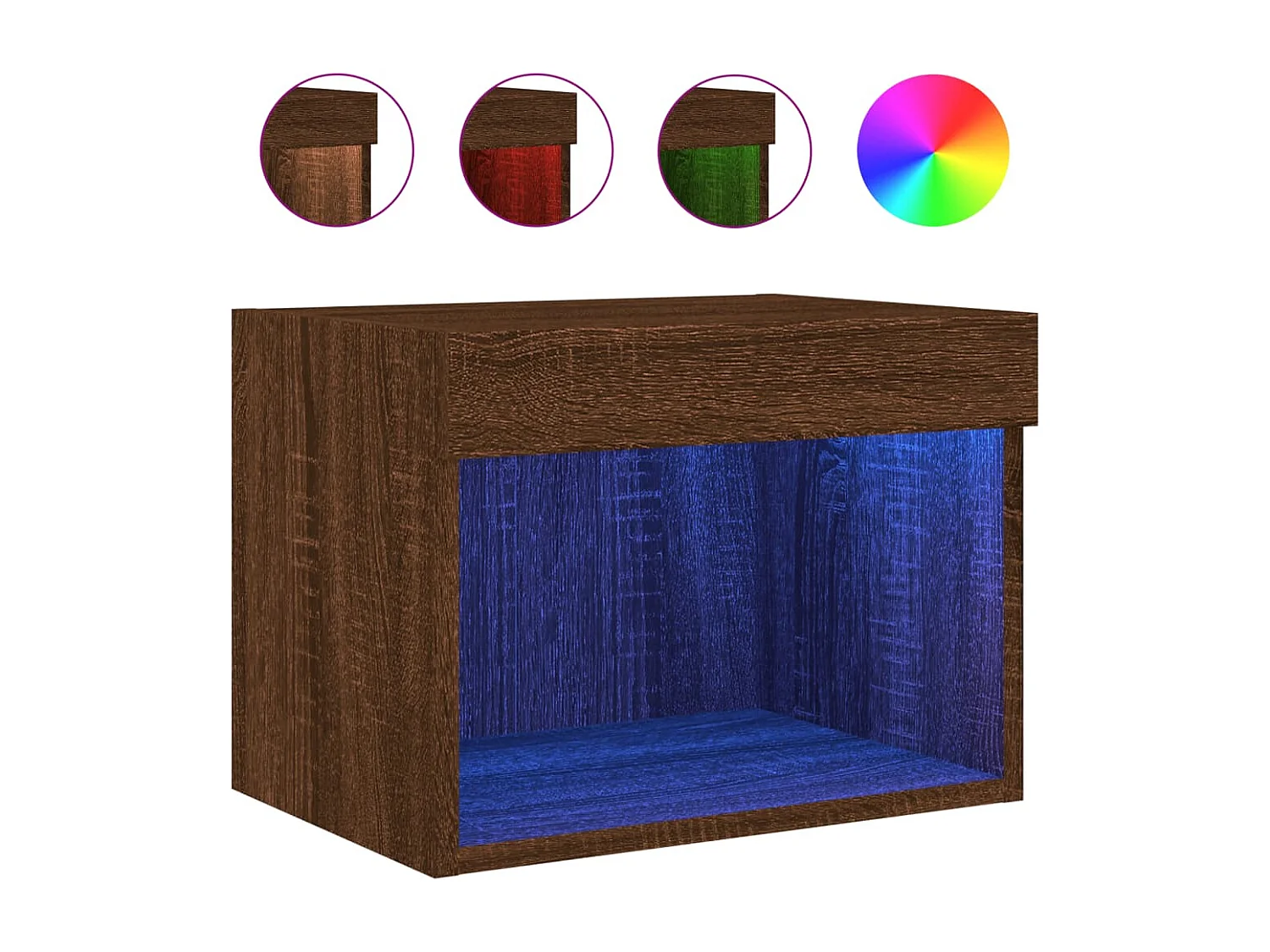 Berkfield Bedside Cabinets with LED Lights Wall-mounted 2 pcs Brown Oak