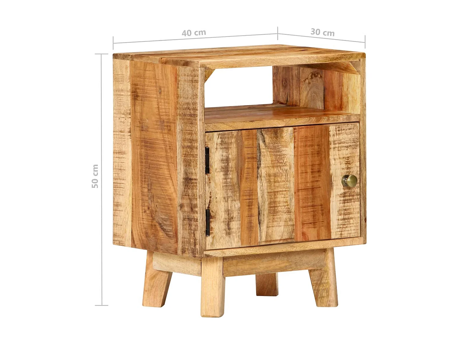 Berkfield Bedside Table 40x30x50 cm Rough Mango Wood