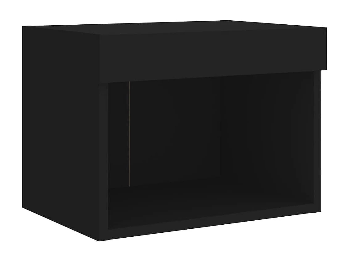 Berkfield Bedside Cabinets with LED Lights Wall-mounted 2 pcs Black