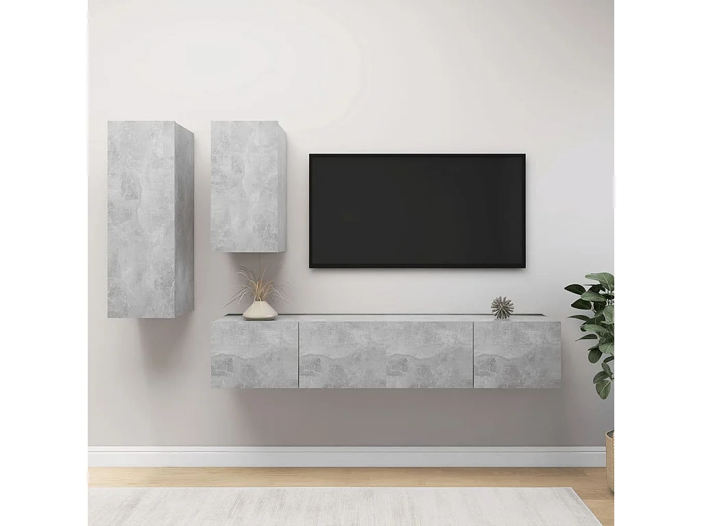 Berkfield 4 Piece TV Cabinet Set Concrete Grey Engineered Wood