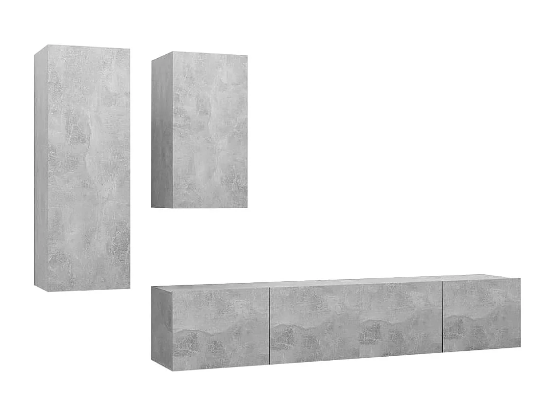 Berkfield 4 Piece TV Cabinet Set Concrete Grey Engineered Wood