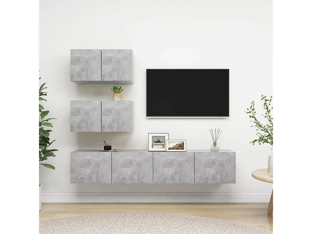 Berkfield 4 Piece TV Cabinet Set Concrete Grey Engineered Wood