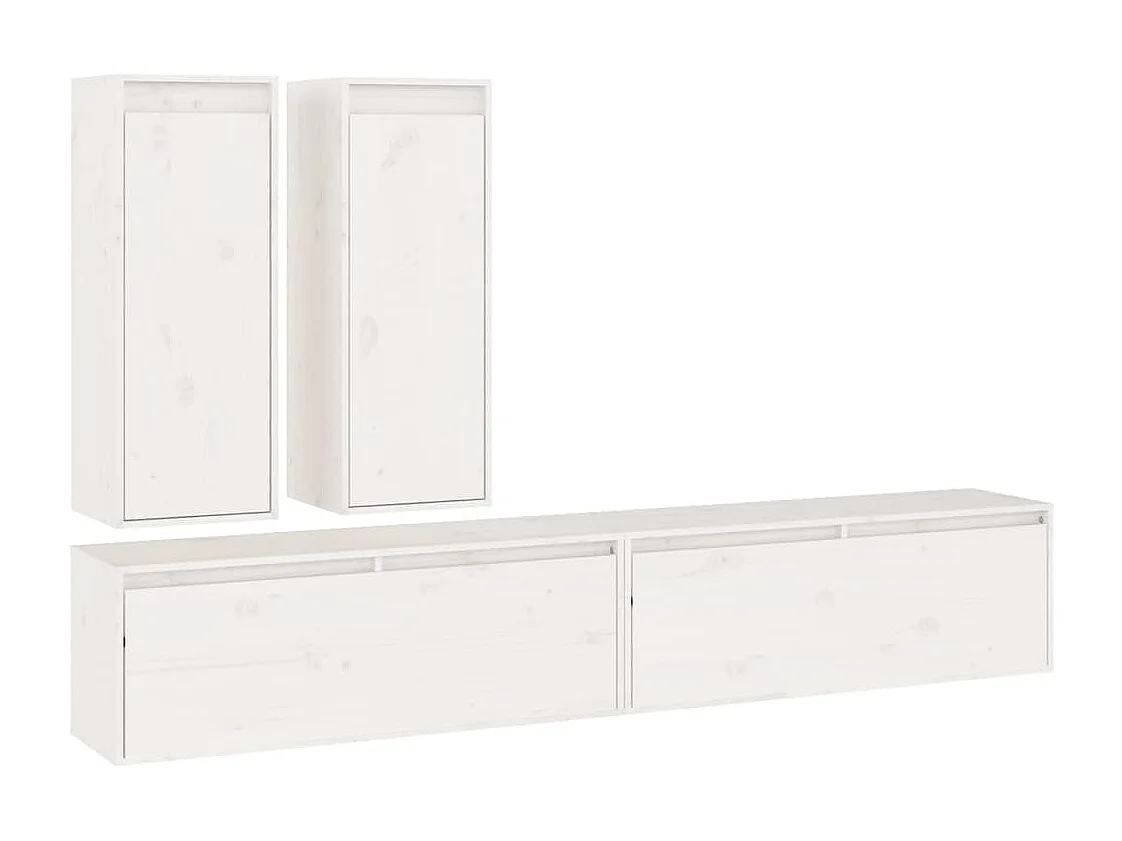 Berkfield TV Cabinets 4 pcs White Solid Wood Pine