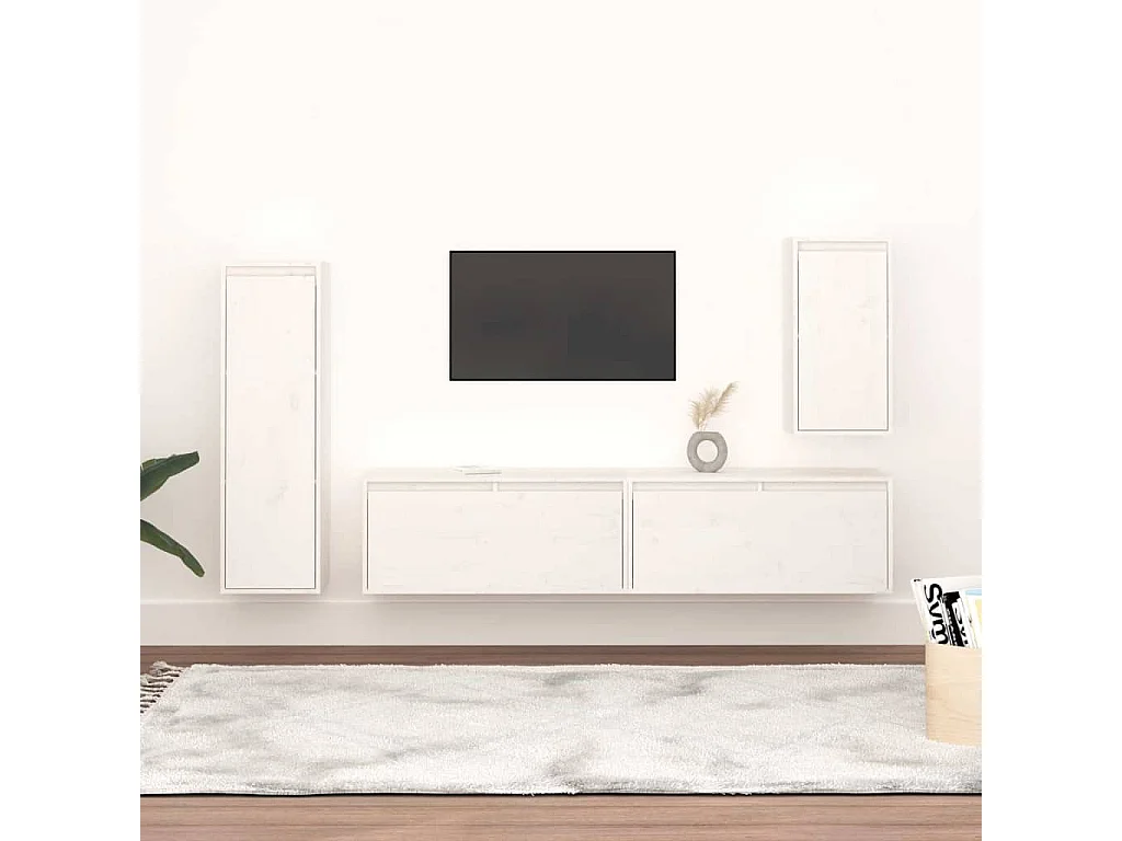 Berkfield TV Cabinets 4 pcs White Solid Wood Pine