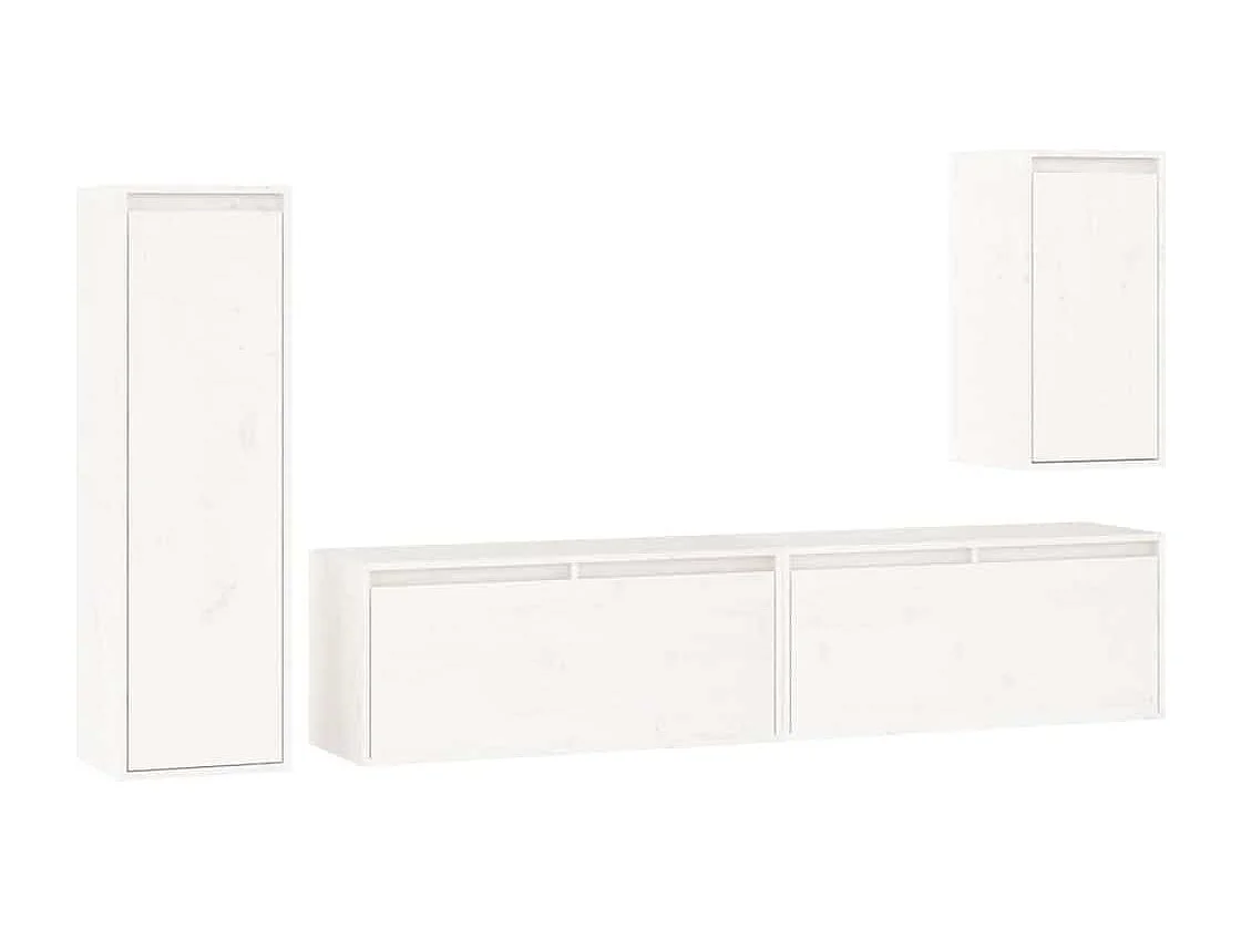 Berkfield TV Cabinets 4 pcs White Solid Wood Pine