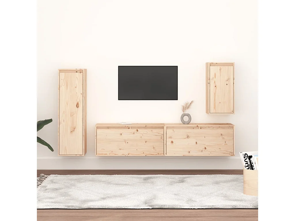 Berkfield TV Cabinets 4 pcs Solid Wood Pine