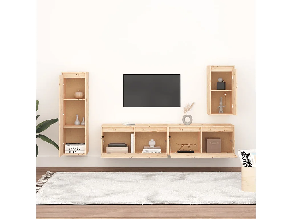 Berkfield TV Cabinets 4 pcs Solid Wood Pine