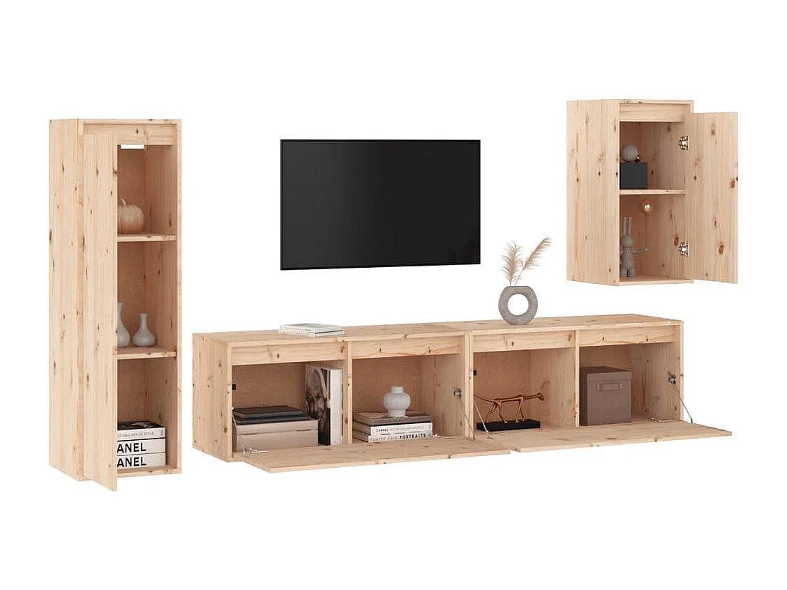 Berkfield TV Cabinets 4 pcs Solid Wood Pine