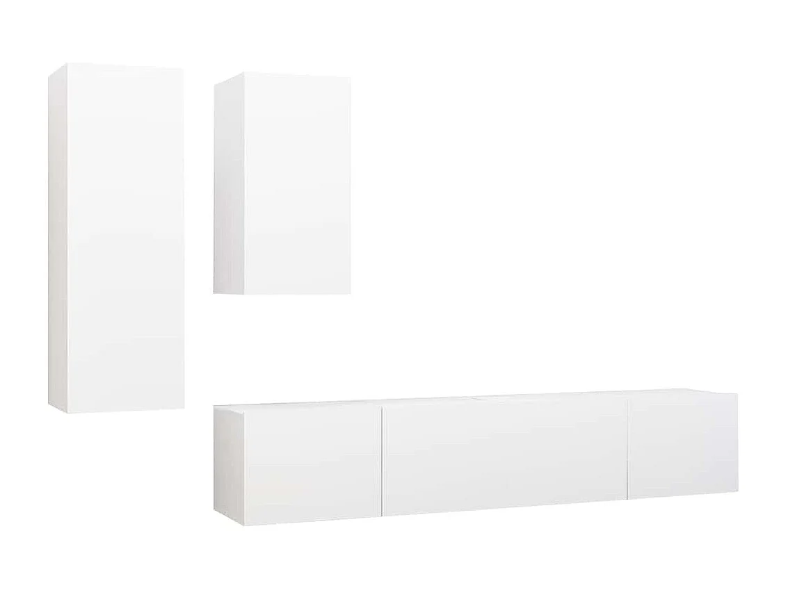 Berkfield 4 Piece TV Cabinet Set White Engineered Wood
