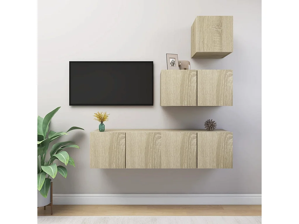 Berkfield 4 Piece TV Cabinet Set Sonoma Oak Engineered Wood