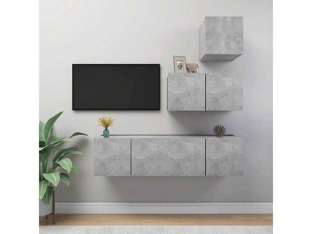 Berkfield 4 Piece TV Cabinet Set Concrete Grey Engineered Wood