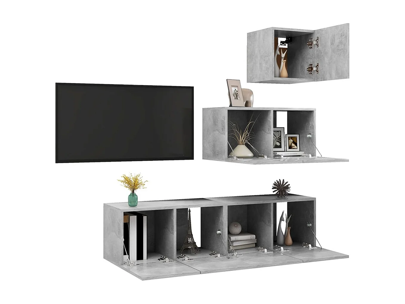 Berkfield 4 Piece TV Cabinet Set Concrete Grey Engineered Wood