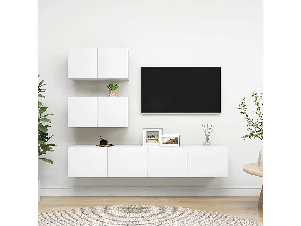 Berkfield 4 Piece TV Cabinet Set White Engineered Wood