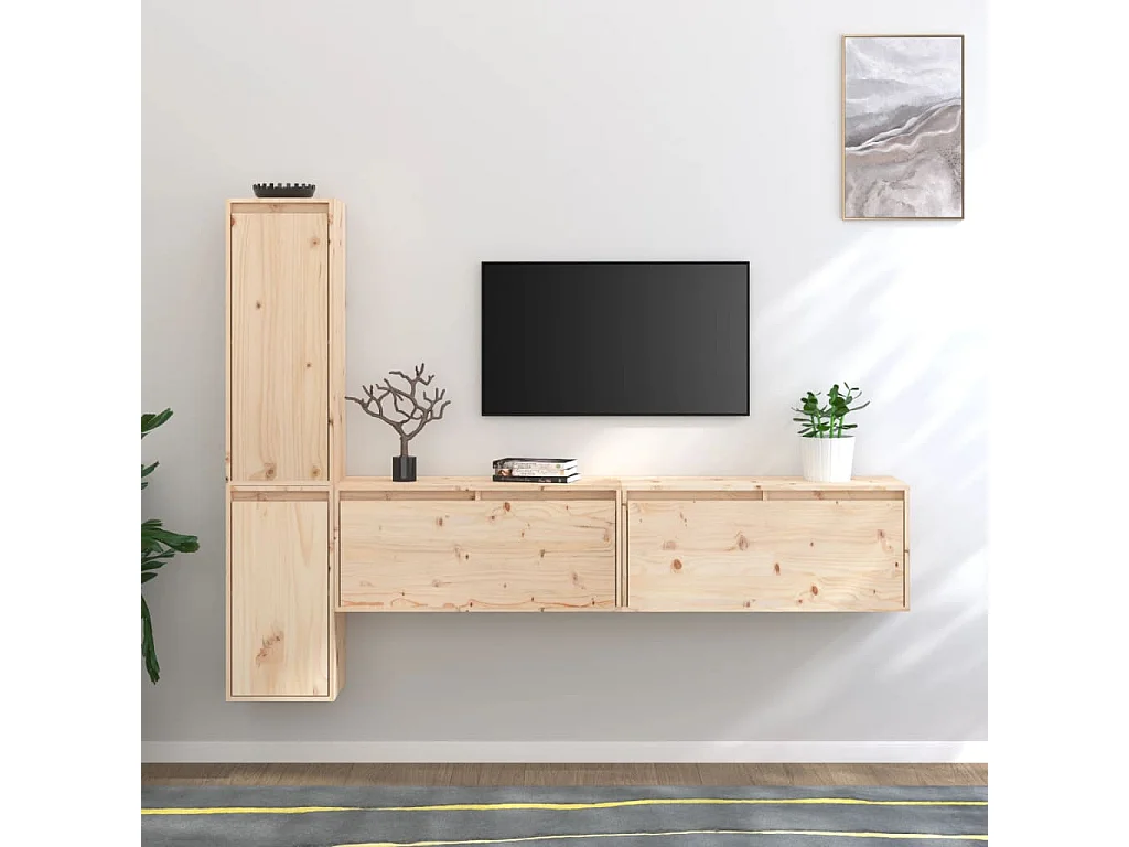 Berkfield TV Cabinets 4 pcs Solid Wood Pine