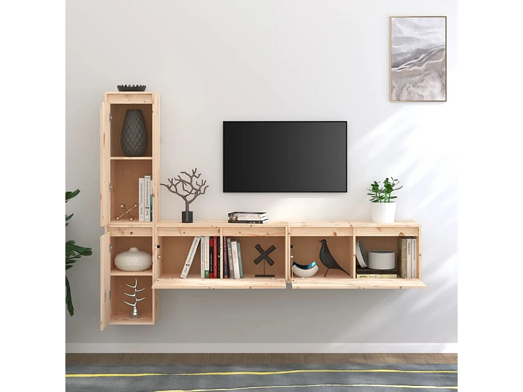 Berkfield TV Cabinets 4 pcs Solid Wood Pine