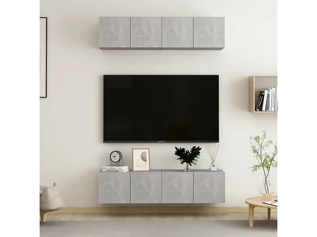 Berkfield TV Cabinets 4 pcs Concrete Grey 60x30x30 cm Engineered Wood