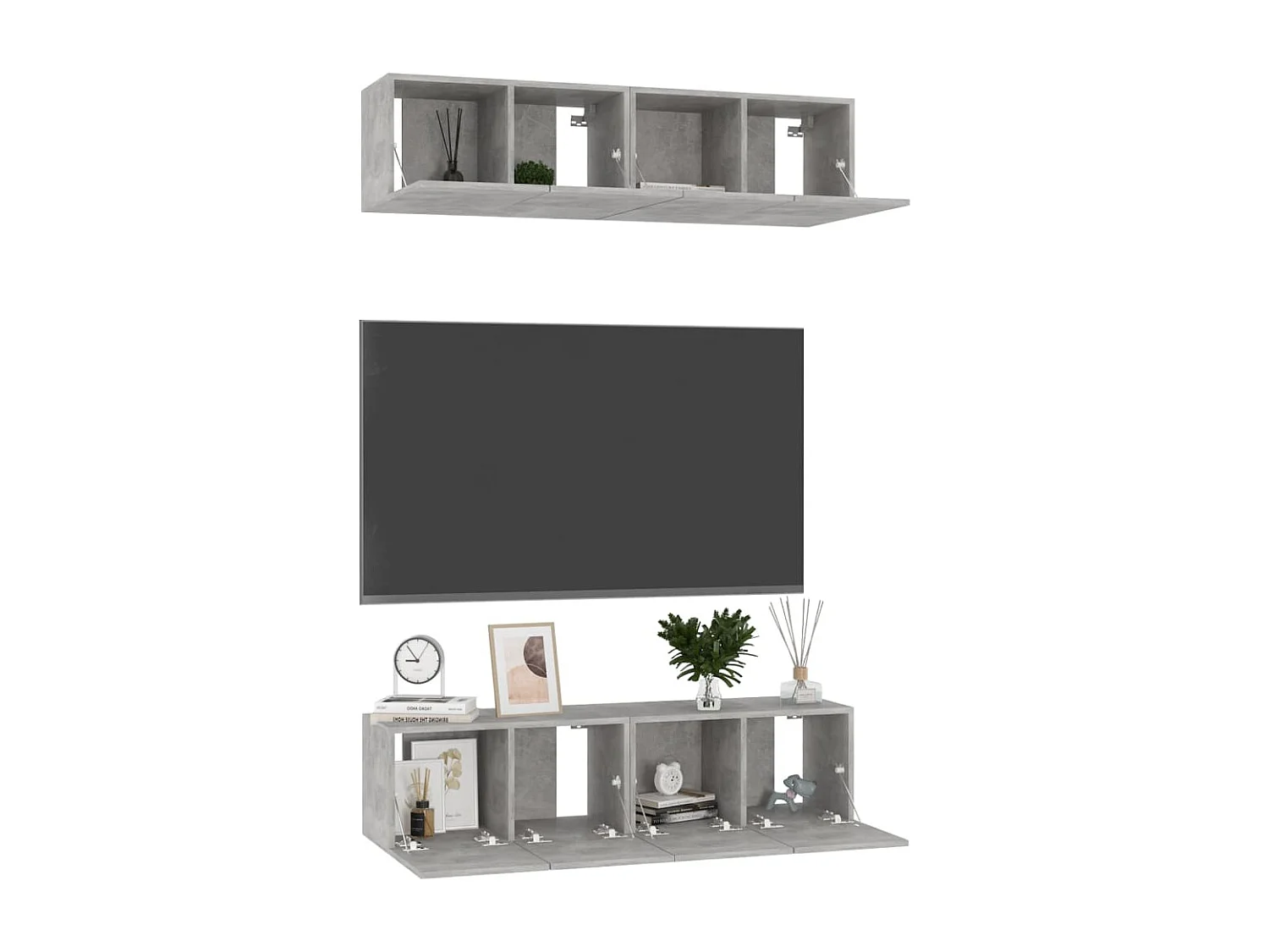 Berkfield TV Cabinets 4 pcs Concrete Grey 60x30x30 cm Engineered Wood