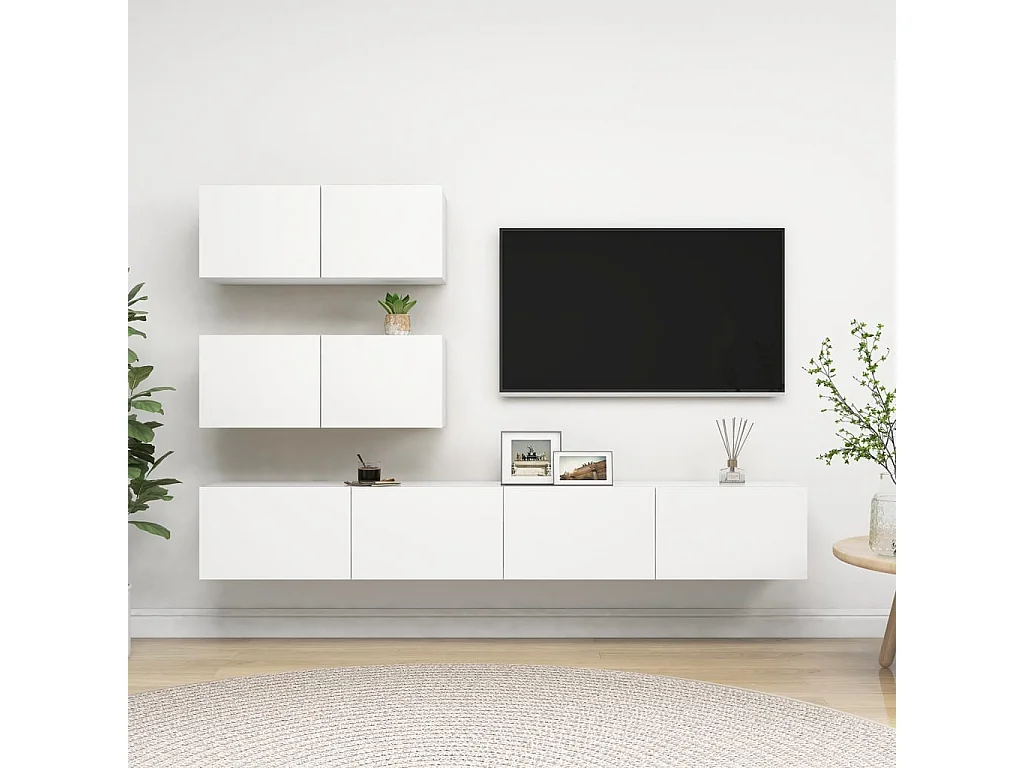 Berkfield 4 Piece TV Cabinet Set White Engineered Wood
