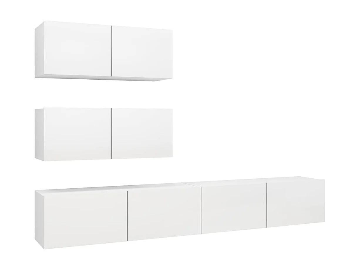 Berkfield 4 Piece TV Cabinet Set White Engineered Wood
