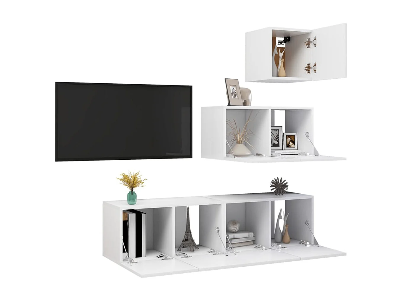 Berkfield 4 Piece TV Cabinet Set White Engineered Wood