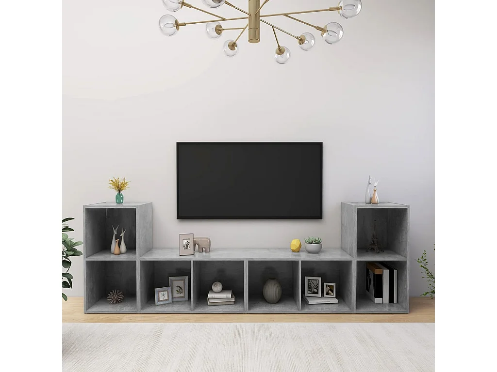 Berkfield TV Cabinets 4 pcs Concrete Grey 72x35x36.5 cm Engineered Wood
