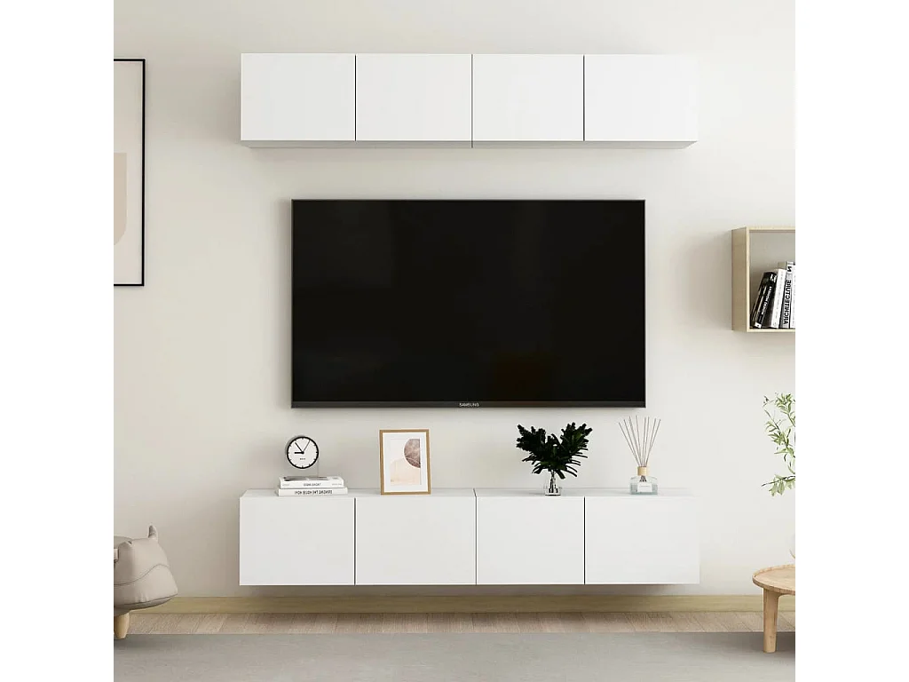 Berkfield TV Cabinets 4 pcs White 80x30x30 cm Engineered Wood