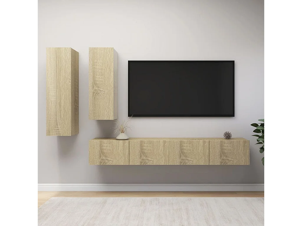 Berkfield 4 Piece TV Cabinet Set Sonoma Oak Engineered Wood