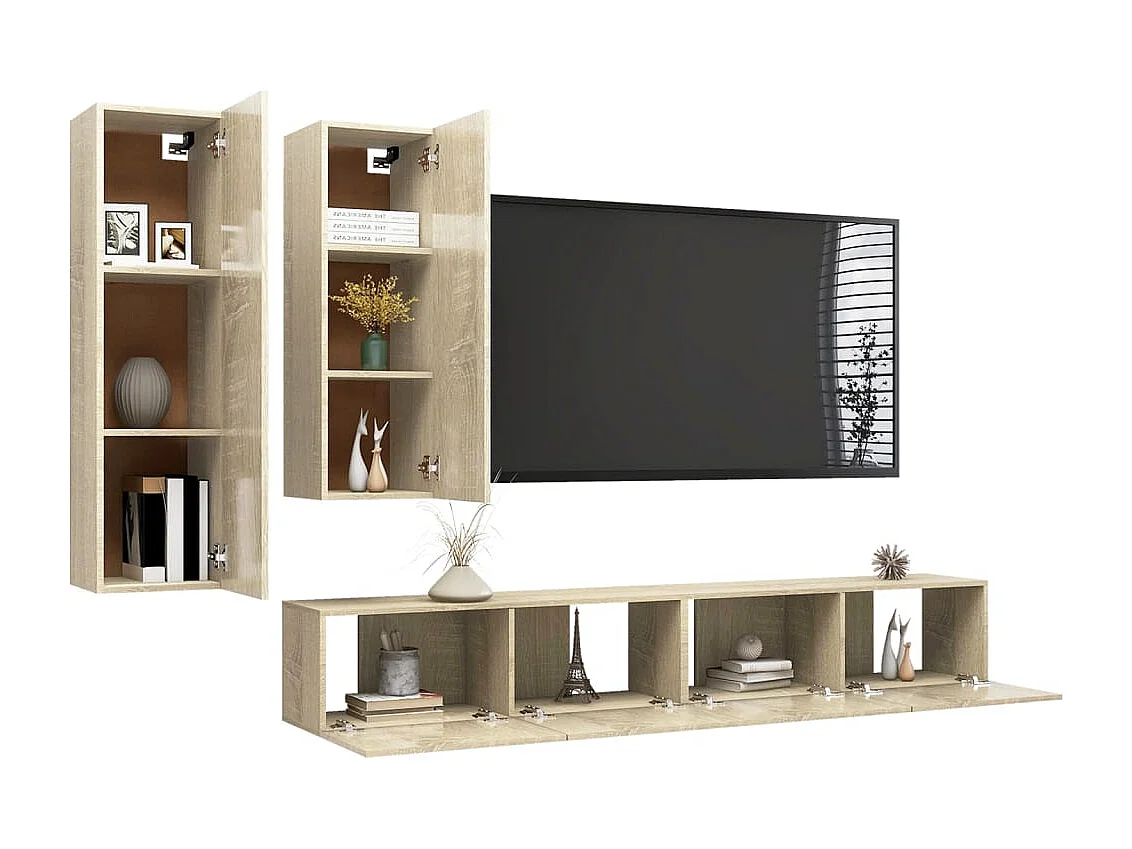Berkfield 4 Piece TV Cabinet Set Sonoma Oak Engineered Wood