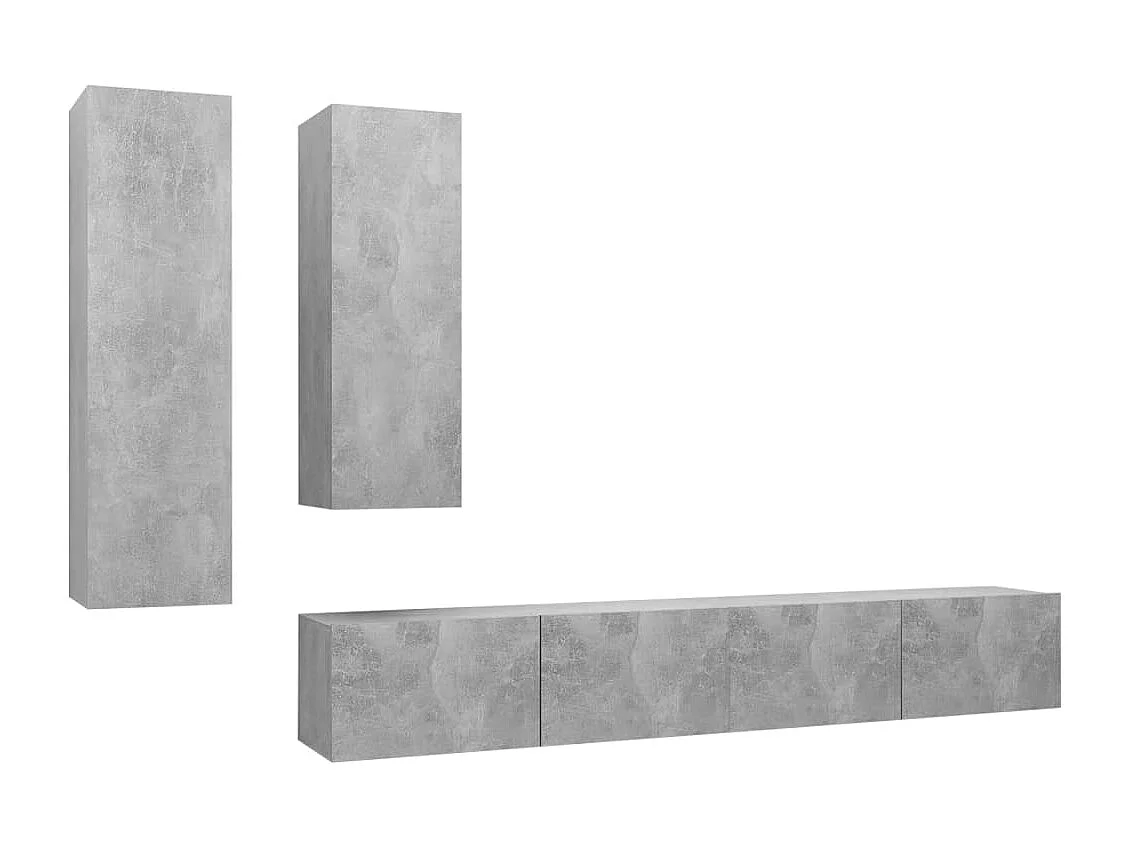 Berkfield 4 Piece TV Cabinet Set Concrete Grey Engineered Wood