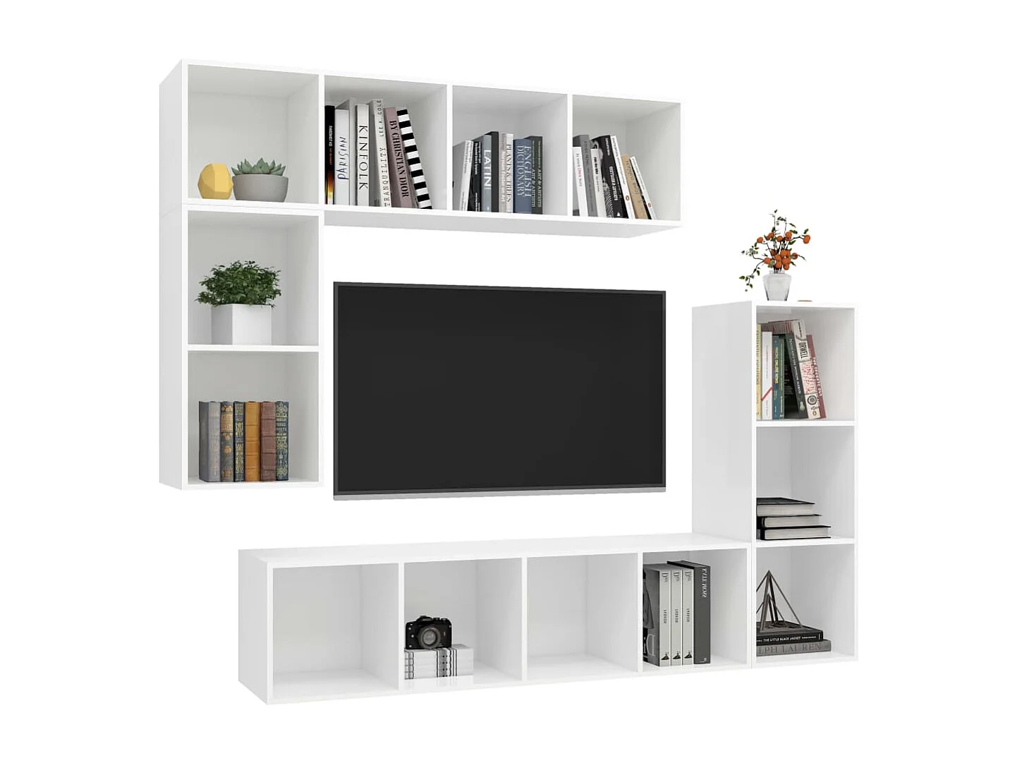 Berkfield 4 Piece TV Cabinet Set White Engineered Wood