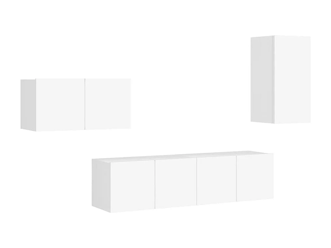 Berkfield 4 Piece TV Cabinet Set White Engineered Wood