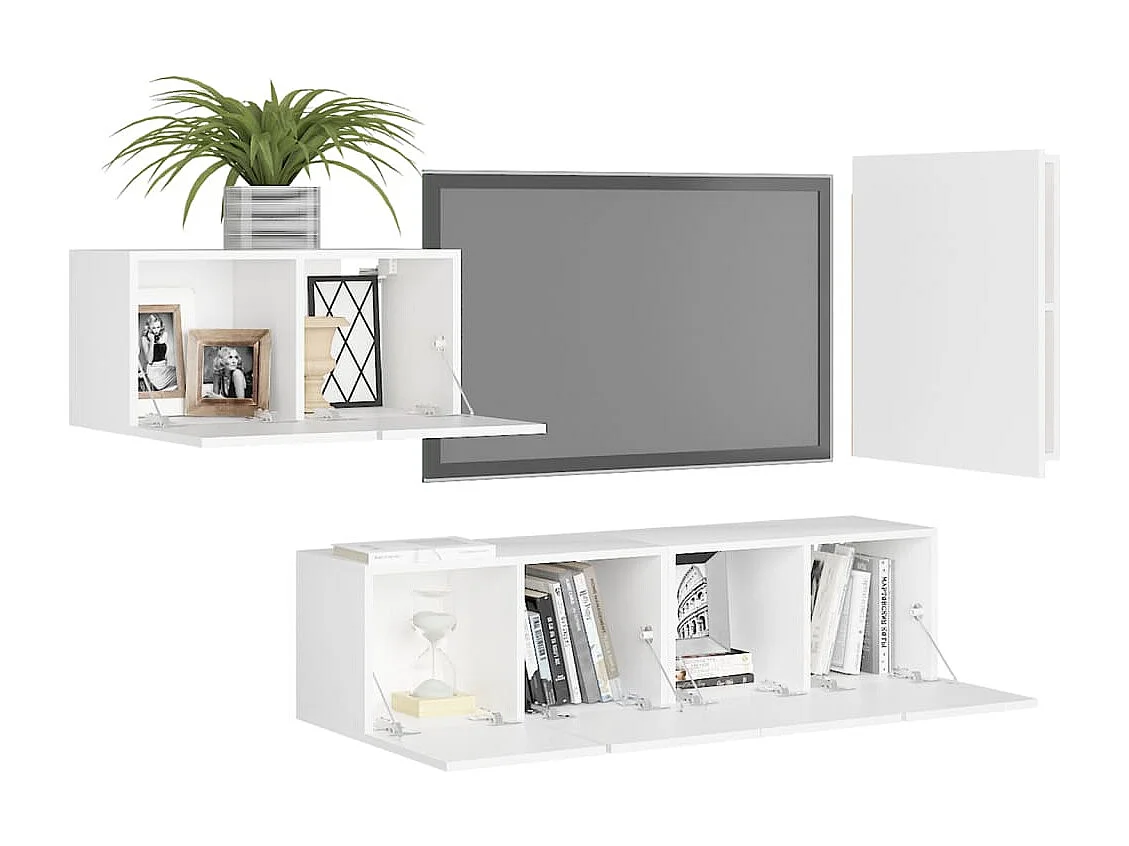Berkfield 4 Piece TV Cabinet Set White Engineered Wood