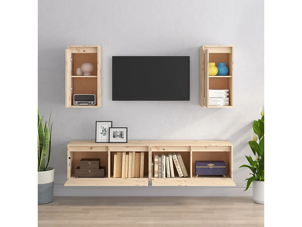 Berkfield TV Cabinets 4 pcs Solid Wood Pine