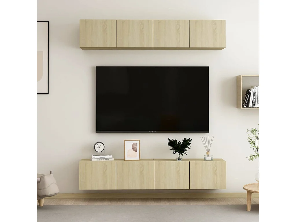 Berkfield TV Cabinets 4 pcs Sonoma Oak 80x30x30 cm Engineered Wood