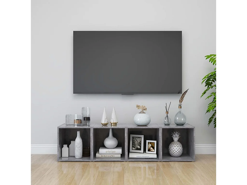 Berkfield TV Cabinets 4 pcs Concrete Grey 37x35x37 cm Engineered Wood