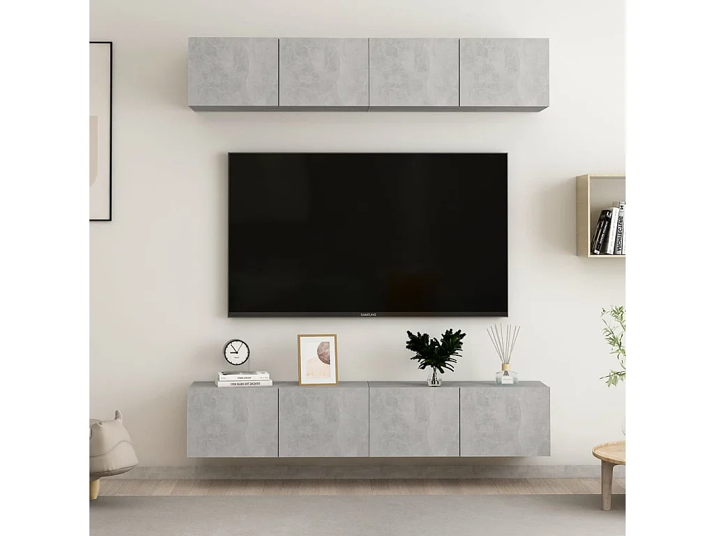 Berkfield TV Cabinets 4 pcs Concrete Grey 80x30x30 cm Engineered Wood