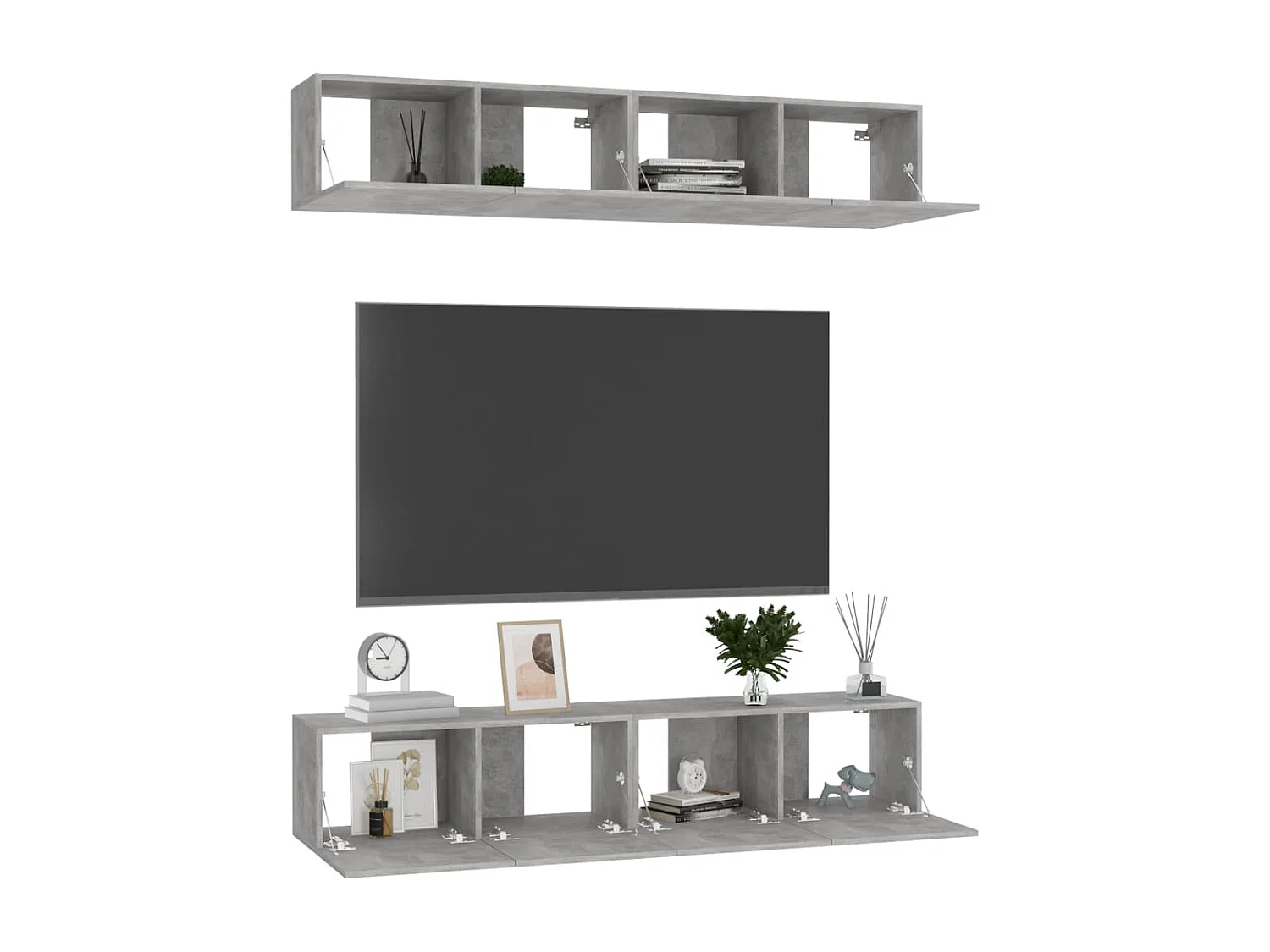 Berkfield TV Cabinets 4 pcs Concrete Grey 80x30x30 cm Engineered Wood