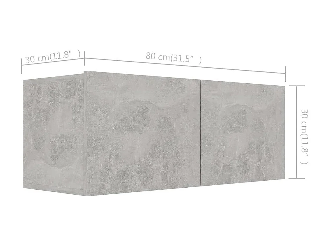 Berkfield TV Cabinets 4 pcs Concrete Grey 80x30x30 cm Engineered Wood