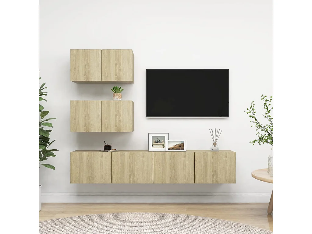 Berkfield 4 Piece TV Cabinet Set Sonoma Oak Engineered Wood