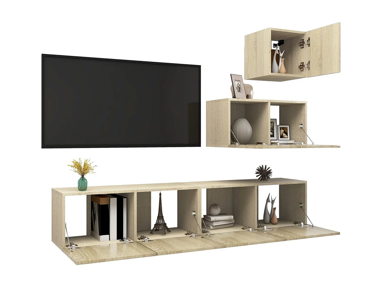 Berkfield 4 Piece TV Cabinet Set Sonoma Oak Engineered Wood