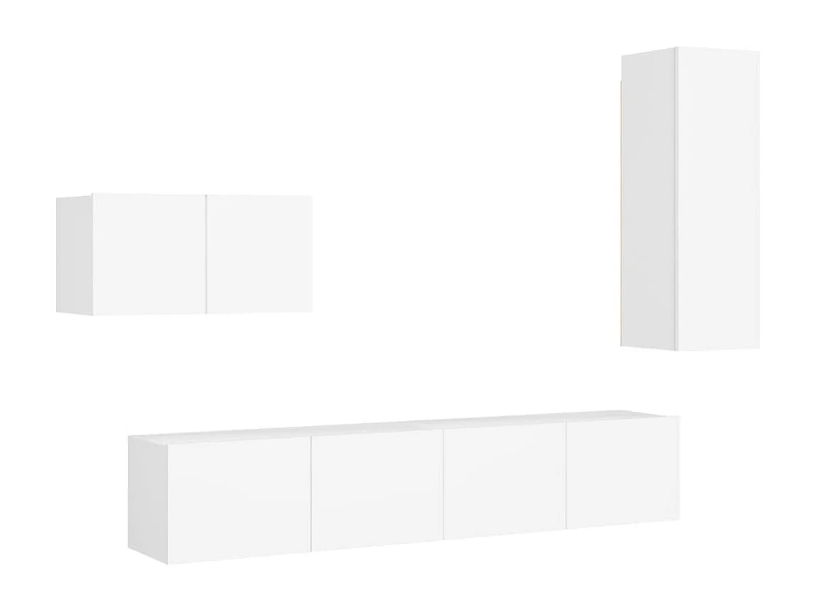 Berkfield 4 Piece TV Cabinet Set White Engineered Wood