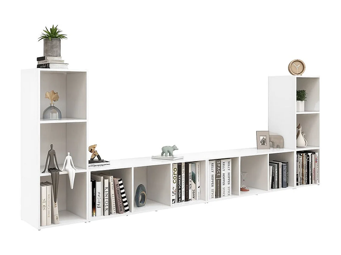 Berkfield TV Cabinets 4 pcs White 107x35x37 cm Engineered Wood