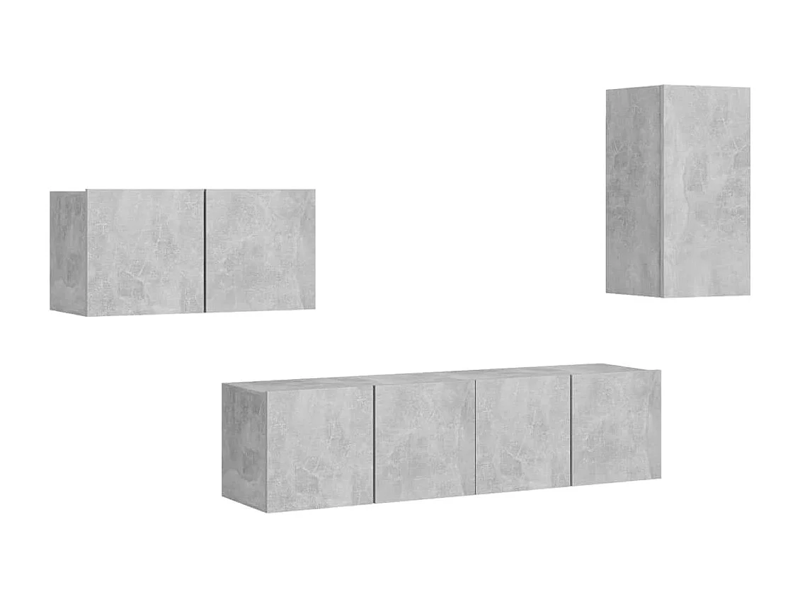 Berkfield 4 Piece TV Cabinet Set Concrete Grey Engineered Wood