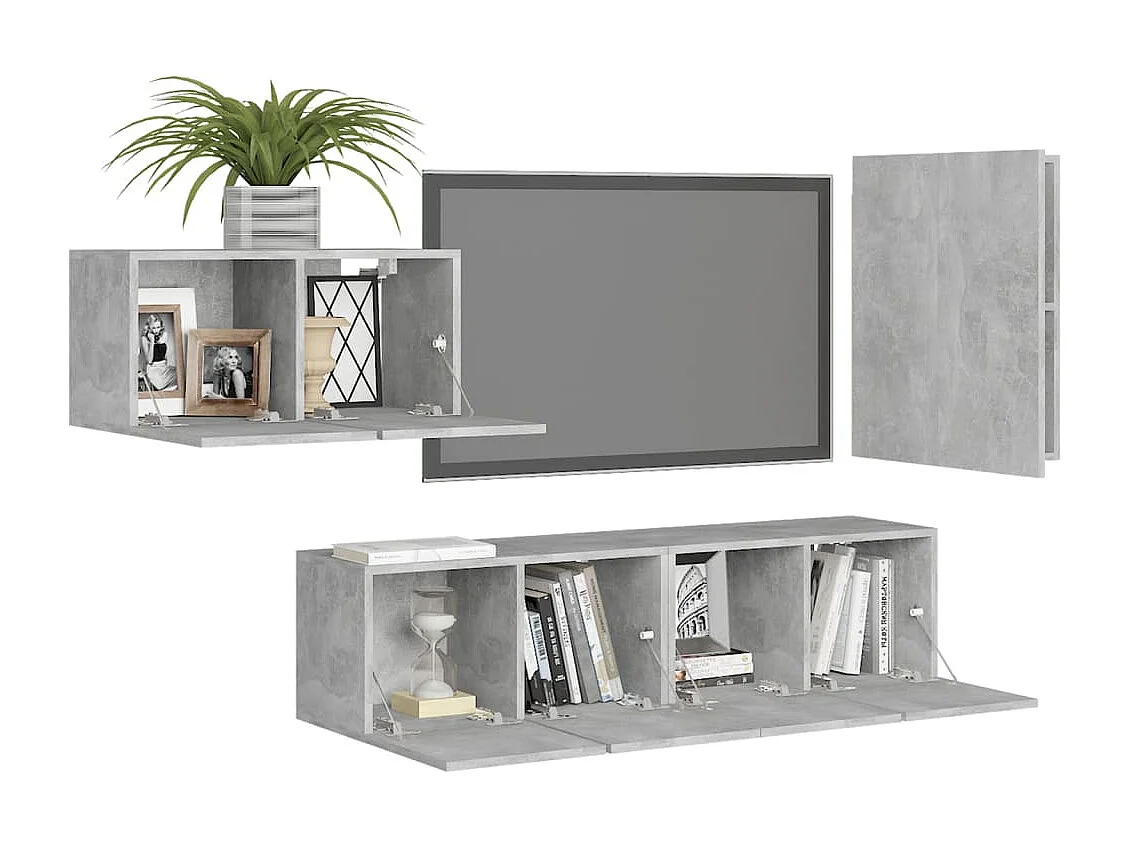 Berkfield 4 Piece TV Cabinet Set Concrete Grey Engineered Wood